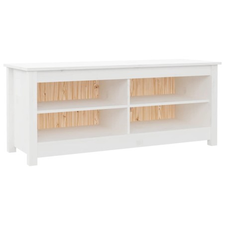 vidaXL Banco zapatero madera maciza de pino blanco 110x38x45,5 cm