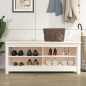 vidaXL Banco zapatero madera maciza de pino blanco 110x38x45,5 cm vidaXL Banco zapatero madera maciza de pino blanco 110x38x45,5 cm