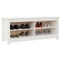 vidaXL Banco zapatero madera maciza de pino blanco 110x38x45,5 cm vidaXL Banco zapatero madera maciza de pino blanco 110x38x45,5 cm