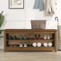 vidaXL Banco zapatero madera maciza de pino marrón miel 110x38x45,5 cm vidaXL Banco zapatero madera maciza de pino marrón miel 110x38x45,5 cm