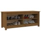 vidaXL Banco zapatero madera maciza de pino marrón miel 110x38x45,5 cm vidaXL Banco zapatero madera maciza de pino marrón miel 110x38x45,5 cm