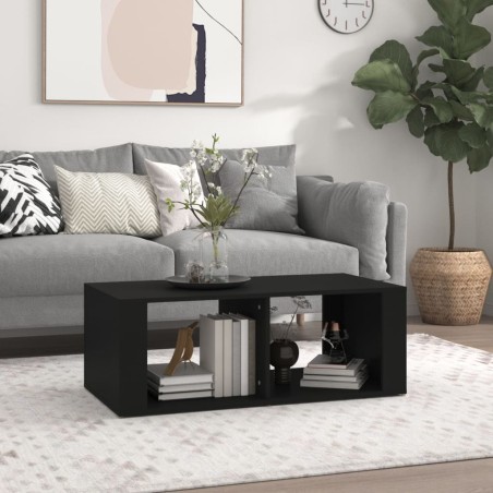 vidaXL Mesa de centro madera contrachapada negro 100x50x36 cm