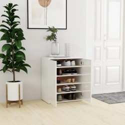 vidaXL Mueble zapatero madera de ingeniería blanco brillo 60x35x70 cm
