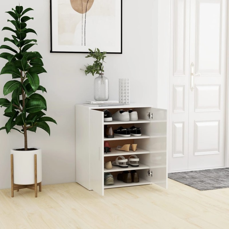 vidaXL Mueble zapatero madera de ingeniería blanco brillo 60x35x70 cm vidaXL Mueble zapatero madera de ingeniería blanco brillo 60x35x70 cm