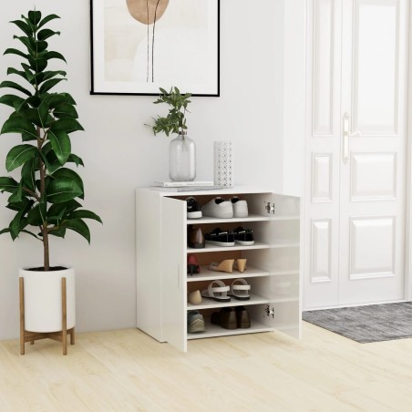 vidaXL Mueble zapatero madera de ingeniería blanco brillo 60x35x70 cm