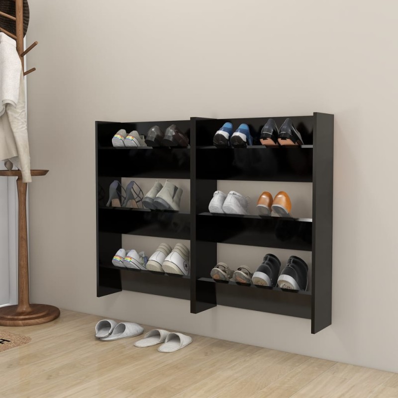 vidaXL Zapateros de pared 2 uds madera contrachapada negro 60x18x90 cm vidaXL Zapateros de pared 2 uds madera contrachapada negro 60x18x90 cm