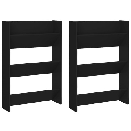 vidaXL Zapateros de pared 2 uds madera contrachapada negro 60x18x90 cm