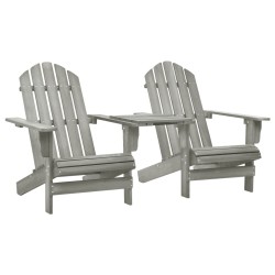 vidaXL Silla jardín Adirondack y mesita madera maciza de abeto gris