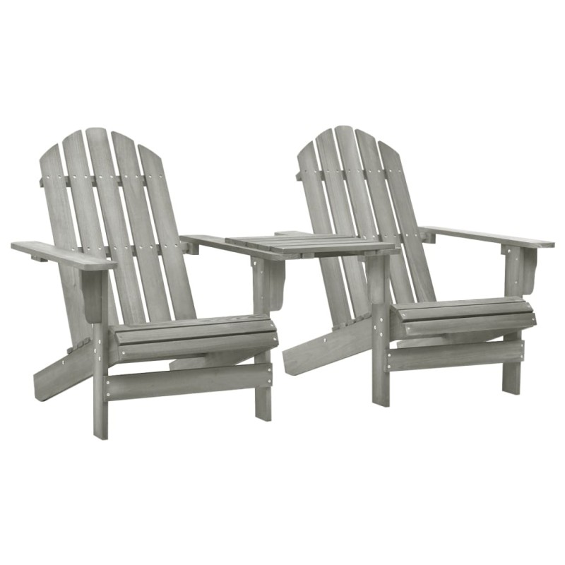 vidaXL Silla jardín Adirondack y mesita madera maciza de abeto gris vidaXL Silla jardín Adirondack y mesita madera maciza de abeto gris
