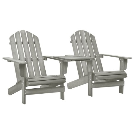 vidaXL Silla jardín Adirondack y mesita madera maciza de abeto gris