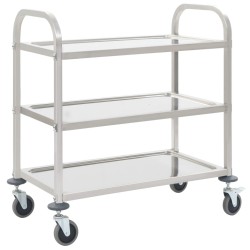 vidaXL Carrito de cocina de 3 alturas 95x45x83,5 cm acero inoxidable