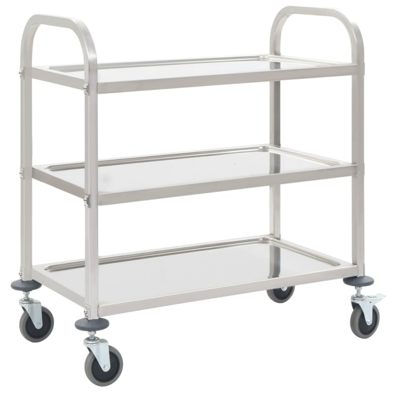vidaXL Carrito de cocina de 3 alturas 95x45x83,5 cm acero inoxidable vidaXL Carrito de cocina de 3 alturas 95x45x83,5 cm acero inoxidable