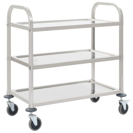 vidaXL Carrito de cocina de 3 alturas 95x45x83,5 cm acero inoxidable