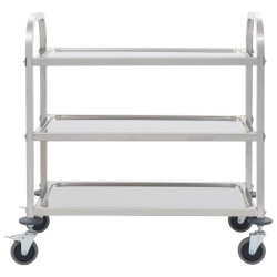 vidaXL Carrito de cocina de 3 alturas 95x45x83,5 cm acero inoxidable