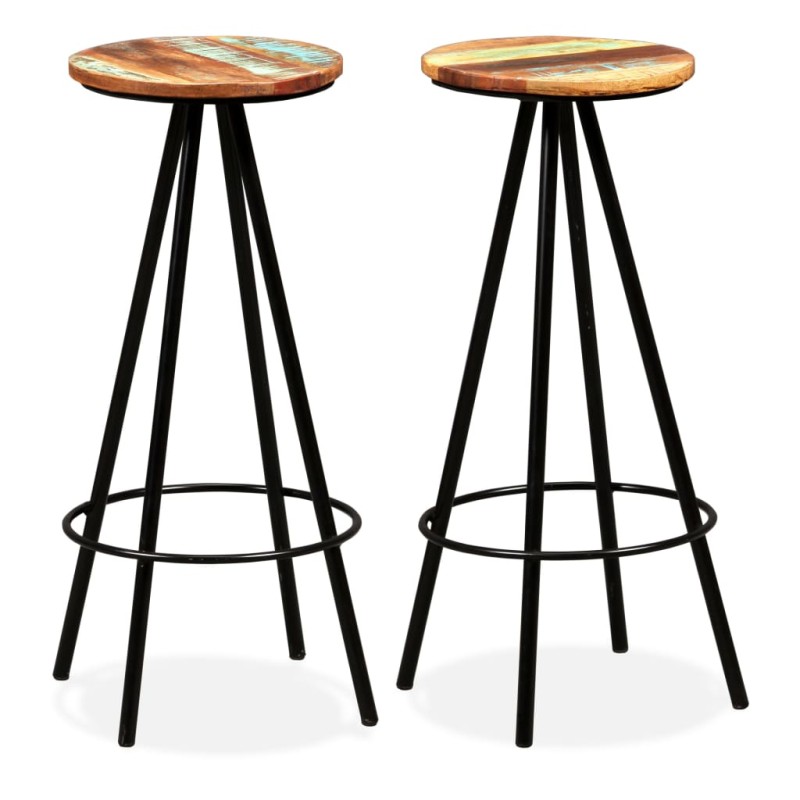 vidaXL Taburetes de cocina 2 unidades madera maciza reciclada vidaXL Taburetes de cocina 2 unidades madera maciza reciclada