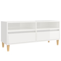 vidaXL Mueble de TV madera contrachapada blanco brillo 100x34,5x44,5cm