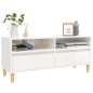 vidaXL Mueble de TV madera contrachapada blanco brillo 100x34,5x44,5cm vidaXL Mueble de TV madera contrachapada blanco brillo 100x34,5x44,5cm