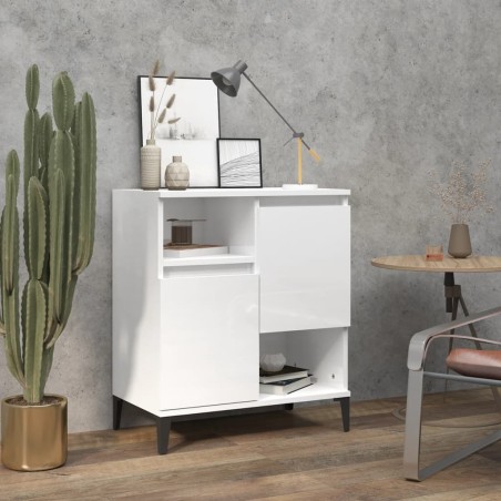 vidaXL Aparador de madera contrachapada blanco brillante 60x35x70 cm