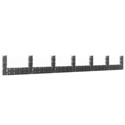 vidaXL Cesta de gaviones forma de U 2 postes de hierro 740x20x100 cm