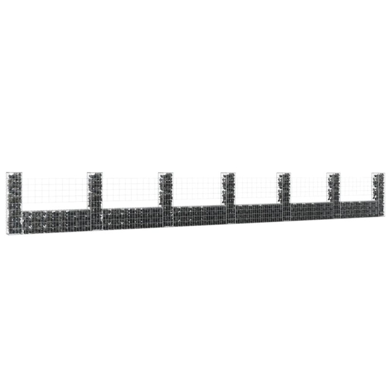 vidaXL Cesta de gaviones forma de U 2 postes de hierro 740x20x100 cm vidaXL Cesta de gaviones forma de U 2 postes de hierro 740x20x100 cm