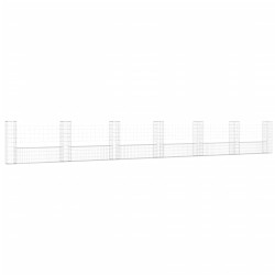 vidaXL Cesta de gaviones forma de U 2 postes de hierro 740x20x100 cm