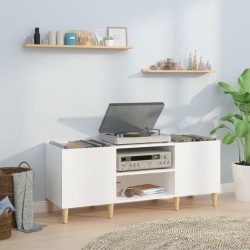 vidaXL Mueble discos madera contrachapada blanco brillo 121x38x48 cm