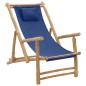 vidaXL Silla de playa de bambú y lona azul marino vidaXL Silla de playa de bambú y lona azul marino