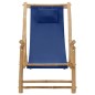 vidaXL Silla de playa de bambú y lona azul marino vidaXL Silla de playa de bambú y lona azul marino