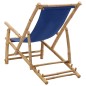 vidaXL Silla de playa de bambú y lona azul marino vidaXL Silla de playa de bambú y lona azul marino