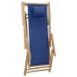 vidaXL Silla de playa de bambú y lona azul marino vidaXL Silla de playa de bambú y lona azul marino