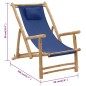 vidaXL Silla de playa de bambú y lona azul marino vidaXL Silla de playa de bambú y lona azul marino