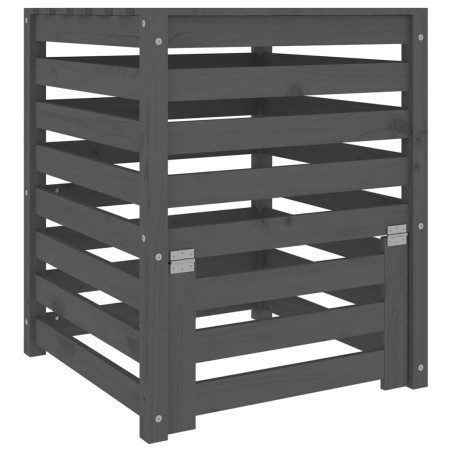 vidaXL Compostador de madera maciza de pino gris 63,5x63,5x77,5 cm