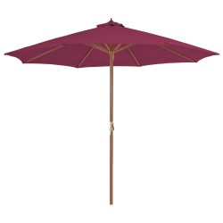 vidaXL Sombrilla de jardín con palo de madera 300 cm burdeos