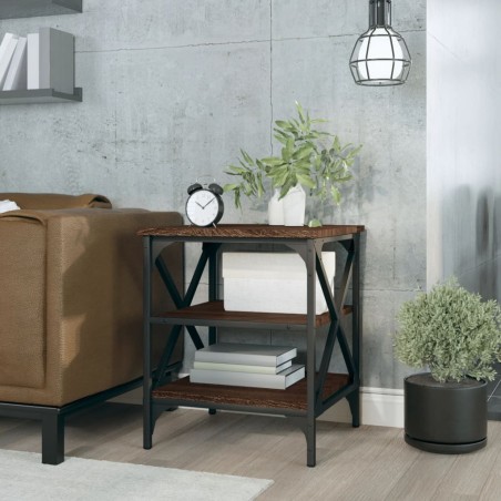 vidaXL Mesa auxiliar madera contrachapada marrón roble 40x42x50 cm