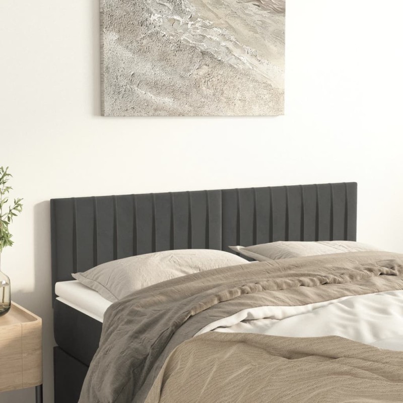 vidaXL Cabeceros 2 unidades terciopelo gris oscuro 72x5x78/88 cm vidaXL Cabeceros 2 unidades terciopelo gris oscuro 72x5x78/88 cm