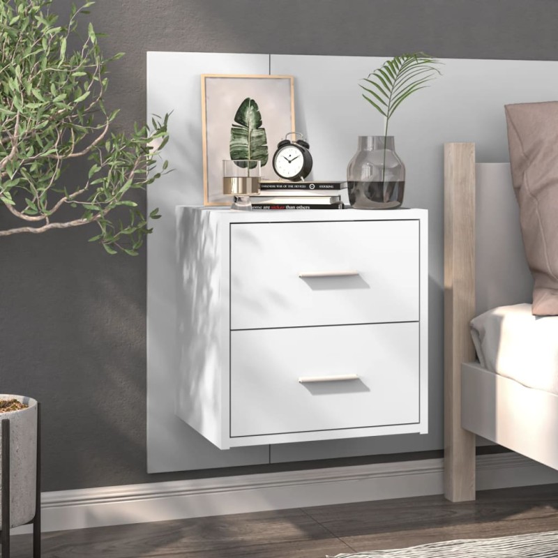 vidaXL Mesita de noche de pared blanco brillante vidaXL Mesita de noche de pared blanco brillante