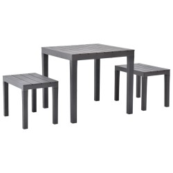vidaXL Mesa de jardín con 2 bancos plástico marrón