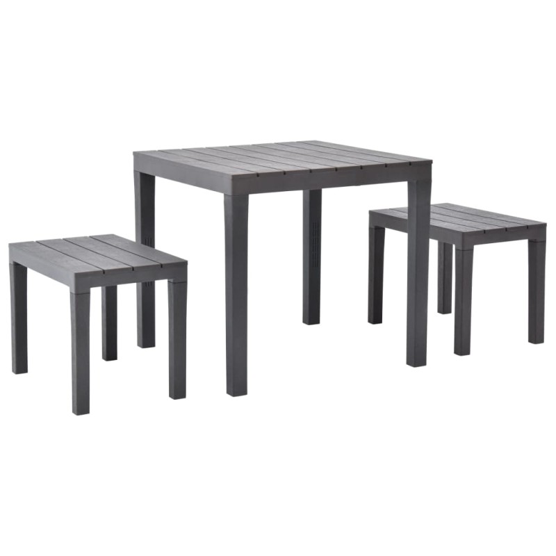 vidaXL Mesa de jardín con 2 bancos plástico marrón vidaXL Mesa de jardín con 2 bancos plástico marrón