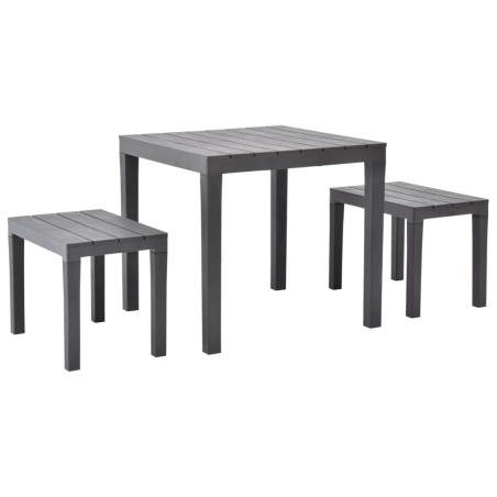 vidaXL Mesa de jardín con 2 bancos plástico marrón