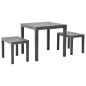 vidaXL Mesa de jardín con 2 bancos plástico marrón vidaXL Mesa de jardín con 2 bancos plástico marrón