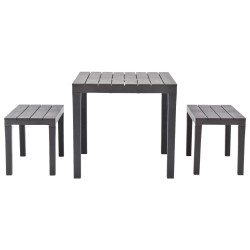 vidaXL Mesa de jardín con 2 bancos plástico marrón