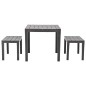 vidaXL Mesa de jardín con 2 bancos plástico marrón vidaXL Mesa de jardín con 2 bancos plástico marrón