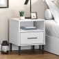 vidaXL Mesita de noche patas de metal madera maciza pino blanca OSLO vidaXL Mesita de noche patas de metal madera maciza pino blanca OSLO