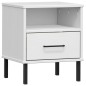 vidaXL Mesita de noche patas de metal madera maciza pino blanca OSLO vidaXL Mesita de noche patas de metal madera maciza pino blanca OSLO