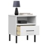vidaXL Mesita de noche patas de metal madera maciza pino blanca OSLO vidaXL Mesita de noche patas de metal madera maciza pino blanca OSLO