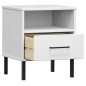 vidaXL Mesita de noche patas de metal madera maciza pino blanca OSLO vidaXL Mesita de noche patas de metal madera maciza pino blanca OSLO