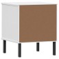 vidaXL Mesita de noche patas de metal madera maciza pino blanca OSLO vidaXL Mesita de noche patas de metal madera maciza pino blanca OSLO
