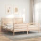 vidaXL Estructura de cama de matrimonio con cabecero madera maciza