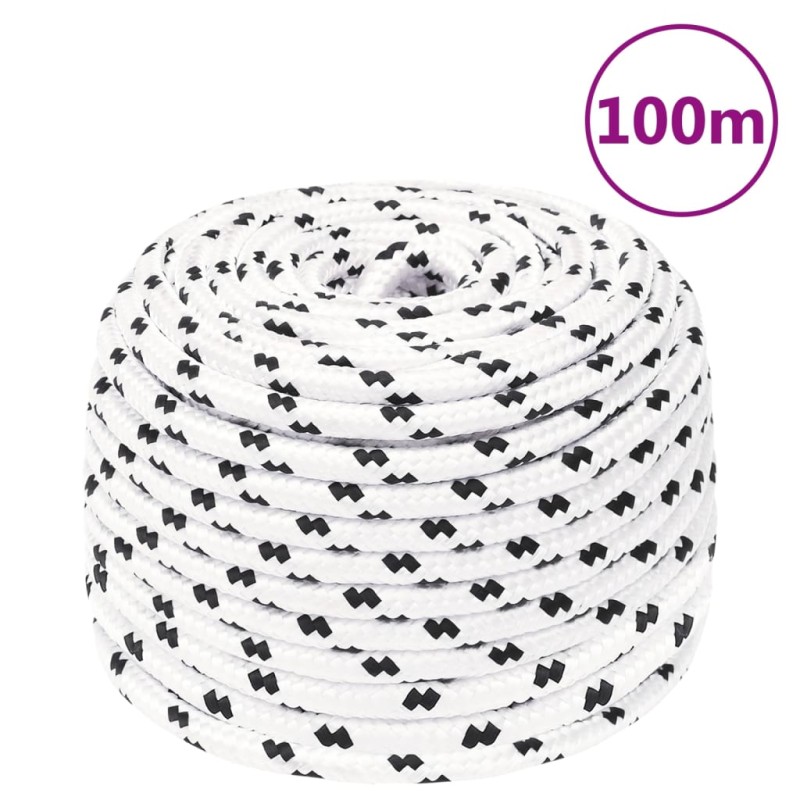 vidaXL Cuerda de trabajo poliéster blanco 10 mm 100 m vidaXL Cuerda de trabajo poliéster blanco 10 mm 100 m