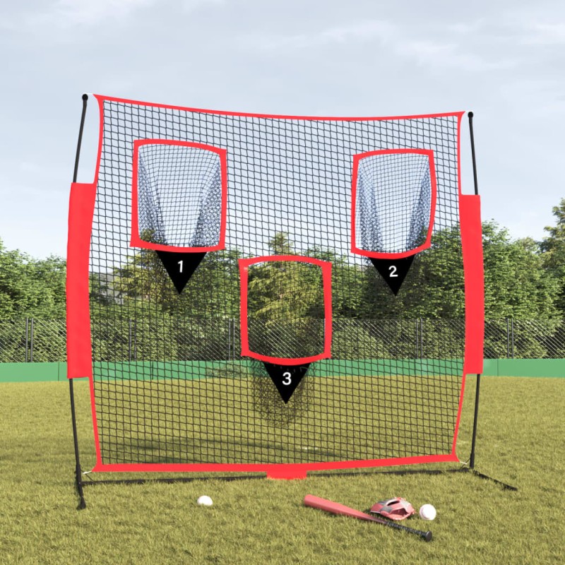 vidaXL Red de béisbol portátil poliéster negro y rojo 183x105x183 cm vidaXL Red de béisbol portátil poliéster negro y rojo 183x105x183 cm